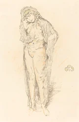 ドレープ姿、立っている、1891年。