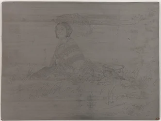アン・プレイン・ソレイユTwelve Etchings from Nature The French Set（1858年）からのキャンセルされていないプレート。