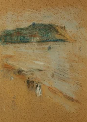 崖近くのビーチの人物像c。 1870-74