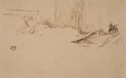 ベッドで読書する少女、1882年