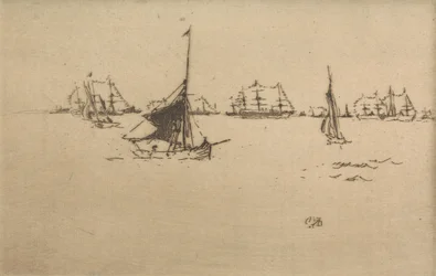 艦隊：夕方、1887年の「海軍の見直し」と題された12のエッチングセット