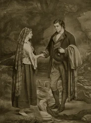 ロバートバーンズとハイランドメアリーの婚約、1785年、「ハッチンソンのイギリス国民の物語」、1923年頃のイラスト