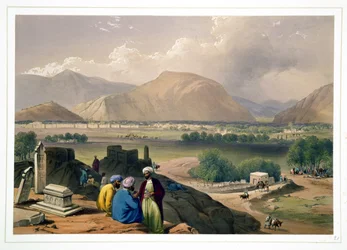 チャールズハゲ（1810-88）とルイハゲ（1806-85）によって彫刻された、市の北東部の山の尾根にある墓地からのカウブル、ヘンリーグレイブスの出版物1