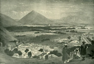 城塞の上部から見たバラヒサールとカブールの街、c1842、1901。
