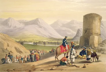 「アフガニスタンのスケッチ」からのマイダンの谷、チャールズハゲ（1810-88）とルイハゲ（1806-85）によってヘンリーグレイブスによって出版されました（1842年）