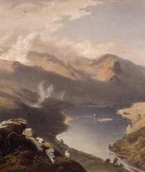 ラングデールフェルのグラスミア、湖の詳細、「イギリス湖水地方」、1853年