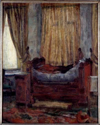 苦悩する貴婦人。 James Ensor (1860-1949) Ec による絵画。 ベル
