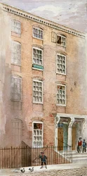 1840年、シティ・オブ・ロンドンのフリート・ストリート近くにあるクレーン・コートの住宅。                              