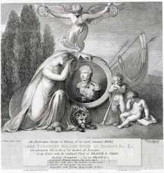 亡き英雄ホレイショ・ネルソン子爵（1758-1805）を偲ぶ象徴的な絵