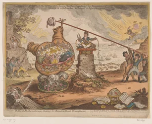 Britse politieke spotprent、1807 政治数学者の、広い底の半球を揺るがす (オブジェクトのタイトル)
