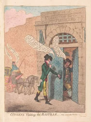 バスティーユを訪れる市民、パブ。 1799年（手描きの彫刻）