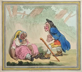 サイモンとイフィゲニア、1796年にハンナハンフリーによって発行された（手描きのエッチング）