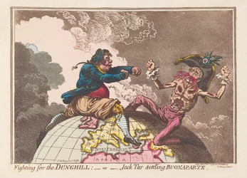 ダンヒルまたはジャックタールがブナパルトに住むために戦う、パブ。 1798（手描きの彫刻）