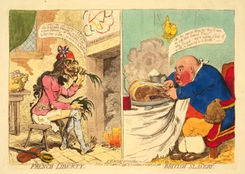 フランスの自由 - イギリスの奴隷制』（Pub.1892年（手彩色エングレーヴィング）