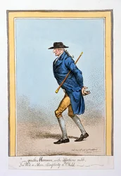 「優しいマナー、穏やかな愛情で、ウィット・ア・マン、シンプリシティ・ア・チャイルド」、1798年にハンナ・ハンフリーから出版（手描きのエッチング）