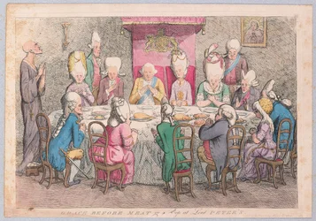 パブ、ピーターズ卿の肉またはのぞき見の前の恵み。 1779（手描きの彫刻）