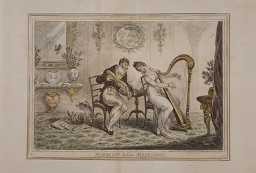 結婚前の調和、ハンナハンフリー発行、1805年（手描きのエッチング）