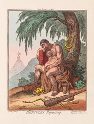 Hercules Reposing、パブ。 1799年（手彩色彫刻）