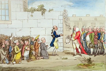 アイルランドの感謝、1782年にハンナハンフリーによって発行（手描きのエッチング）