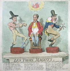 Les Trois Magots、1791年にHannah Humphreyによって発行された（手描きのエッチング）