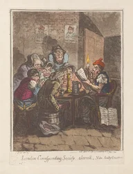 ロンドン通信学会、驚いて、見よ。ギルティ良心、パブ。 1796年（手描きの彫刻）