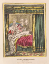 Matins and D-wn-of College、ケンブリッジ、パブ。 1810（手描きの彫刻）