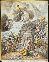 1809年にハンナハンフリーによって出版された共和党のバベルの打倒（手描きのエッチング）