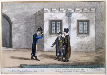 1806年にハンナハンフリーから出版された「The Rake&39;s Progress in the University」からのプレート4（手塗りのエッチング）