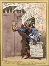 下院でのダンダスの演説に関するデイリー広告主の風刺漫画、1797