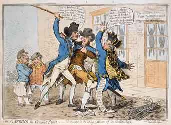 1796年にハンナハンフリーによって発行されたコンジットストリートのケイン（手塗りのエッチング）
