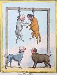 犬税、1796年にハンナハンフリーによって発行された（手描きのエッチング）