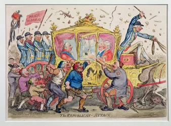 共和党の攻撃、1795年にハンナハンフリーによって公開（手描きのエッチング）