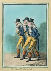 1803年にハンナハンフリーによって発行された3人のウィギンズ氏（手描きのエッチング）