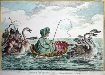 ハンナ・ハンフリーが1809年に出版した「白鳥の海のヴィーナス」（手彩色のエッチング）。