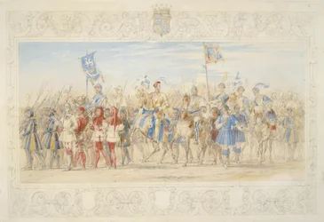 Archibald William Montgomerie、Egglin伯爵、Lord of the Tournament（紙に鉛筆、トイレ、ボディカラー）