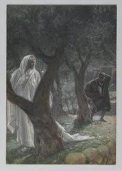 聖ペテロへの私たちの主の御出現、私たちの主イエス・キリストの生涯からの挿絵、1886-94（紙の黒鉛の上にトイレ）