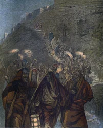 Judas and with Him a Great Multitudes - Judas and with Him a Great Multitudes - from the "The Life of Our Lord Jesus Christ" - 1899 by James Tissot - La vie de notre seigneur Jesus Christ, by Jacques Joseph (Jacques-Joseph) Tissot dit James Tissot (1836-19