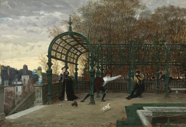 ジェームス・ジャック・ジョセフ・ティソ（1836-1902）による絵画「誘拐未遂」 1865年 個人蔵