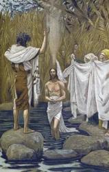 The Bapteme of Jesus - The Baptim of Jesus - from "The Life of Our Lord Jesus Christ" - 1899 by James Tissot - The Life of Our Lord Jesus Christ, by Jacques Joseph (Jacques Joseph) Tissot dit James Tissot (1836-1902)