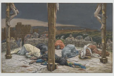 地震、私たちの主イエス・キリストの生涯からの挿絵、1886-94（紙の黒鉛の上にトイレ）