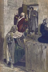 The First Denial of Saint Peter - The First Denial of Saint Peter - from "The Life of Our Lord Jesus Christ" - 1899 by James Tissot - La vie de notre seigneur Jesus Christ, by Jacques Joseph (Jacques Joseph) Tissot dit James Tissot (1836-1902)