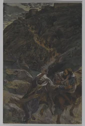 使徒の飛翔、私たちの主イエス・キリストの生涯からの挿絵、1886-94（紙の黒鉛の上にトイレ）