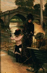 リッチモンドのテムズ川沿いのアーティスト、キャスリーンニュートン夫人と姪のリリアンハービー（1878〜79年）