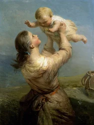 彼女はいつも、新たな喜びをもって見ている。ジェームズ・ジョン・ヒル（1811-1882）の絵画