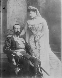 ロシアの大公ミハエルミハイロビッチとその妻ソフィードトルビー伯爵、1902年