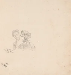 スケッチR・バーニー・フィリップ嬢との自画像
