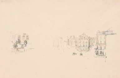 2 つのトライアル スケッチ: A. Grand Rue、Dieppe。 B. インテリア
