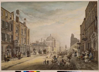 1773-1791年にロンドンのホールズストリートを示すハノーバースクエアに向かって表示