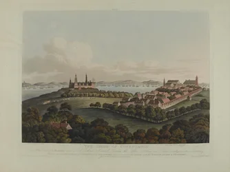 デンマーク1807：コペンハーゲンの包囲、ロバートポラード（1792-1867）とジョセフコンスタンティンスタドラー（1780-1812）によって彫刻され、1807年に公開（色付きのアクアチント）
