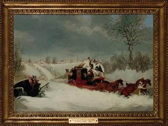 1837年のセントオールバンス近くの吹雪の中のリバプールメール